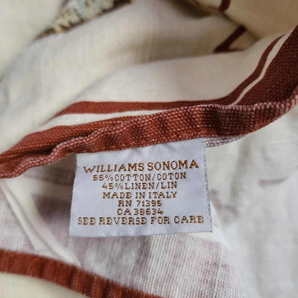WILLIAMS SONOMA Thanksgiving Greetings Turkey Towels Set of 2 Made in‎ Italy